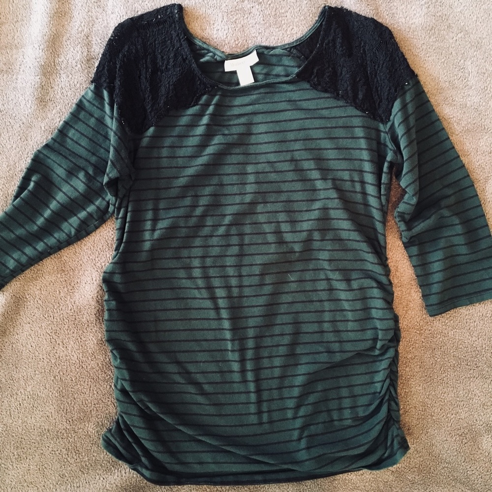 MATERNITY dark green and black striped
